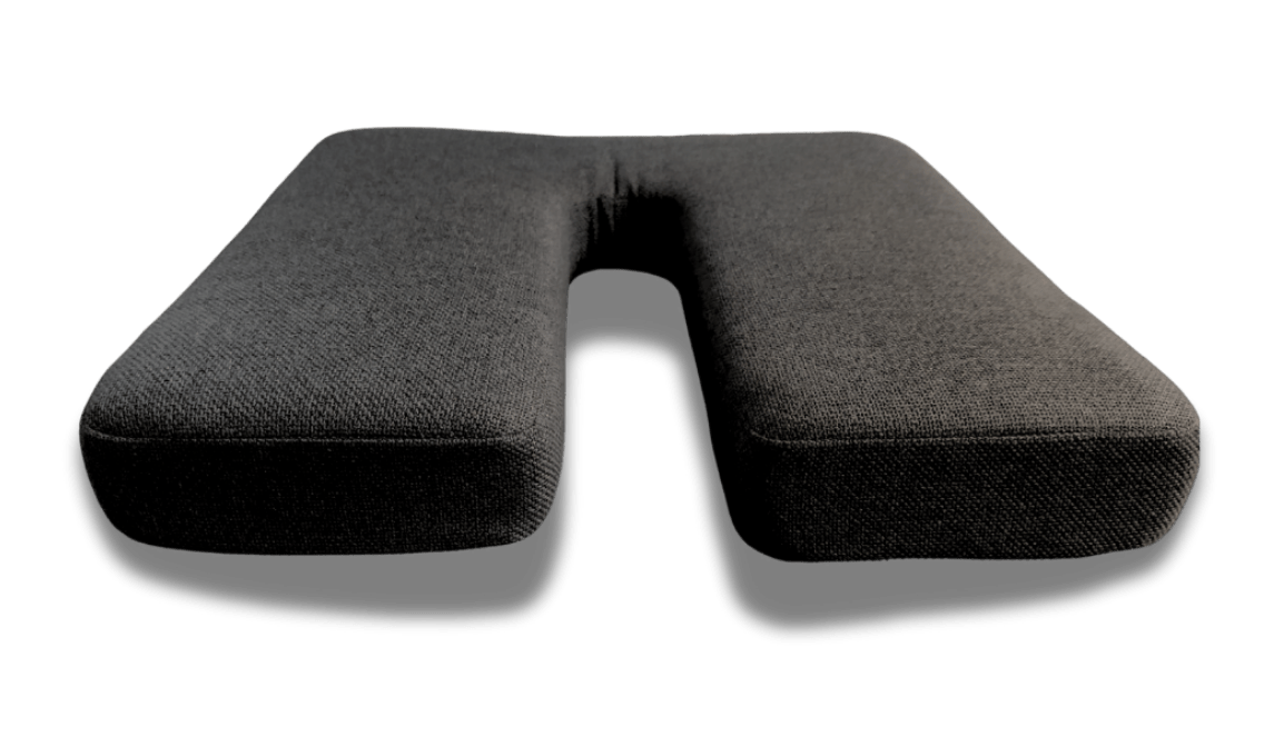 SunCloud® U-Shaped ergonomic seat cushion in slate gray fabric for coccyx, tailbone, and pelvic pain relief