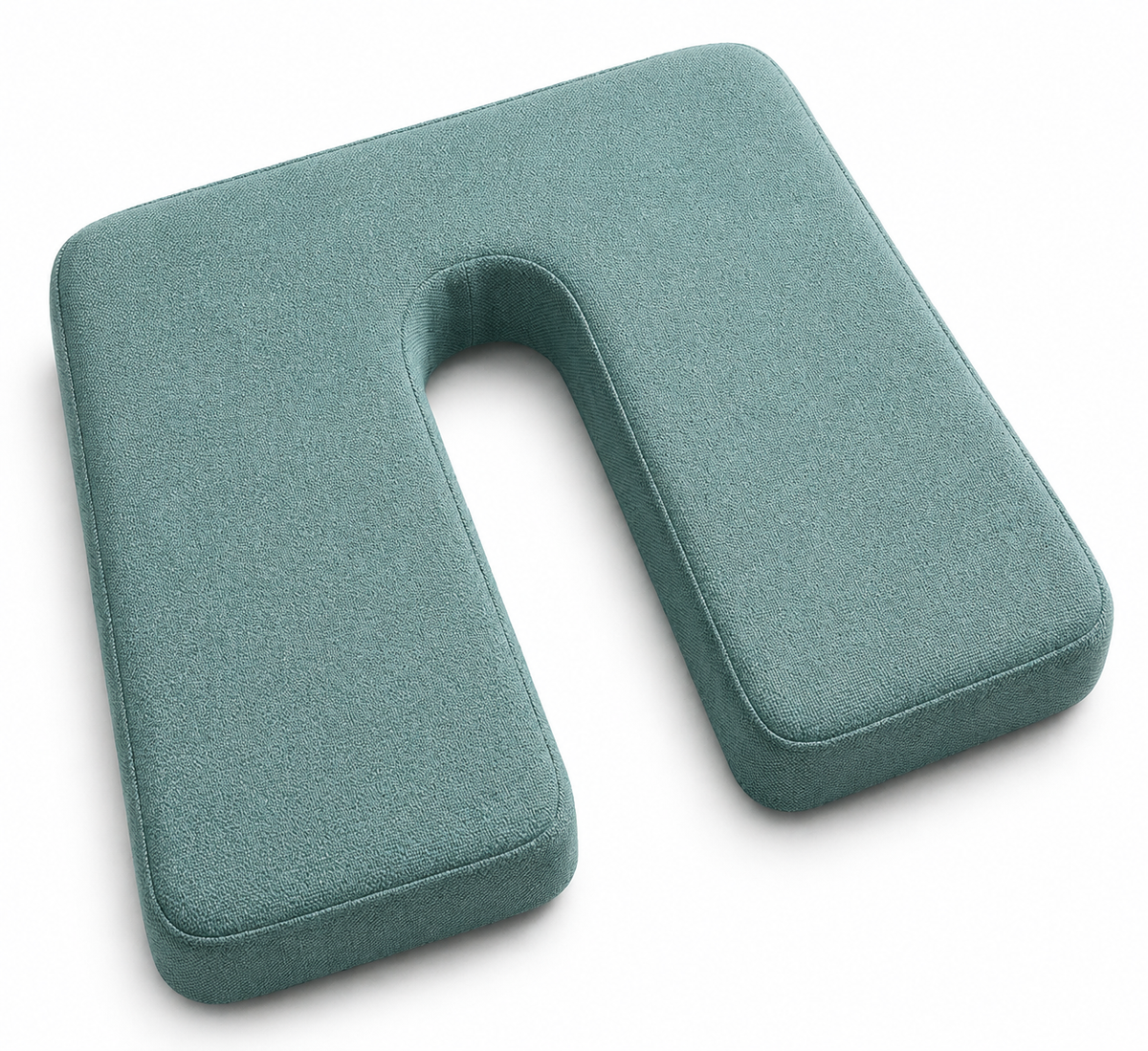 SunCloud ergonomic U-shaped travel seat cushion in textured Bermuda Green performance fabric cloth.