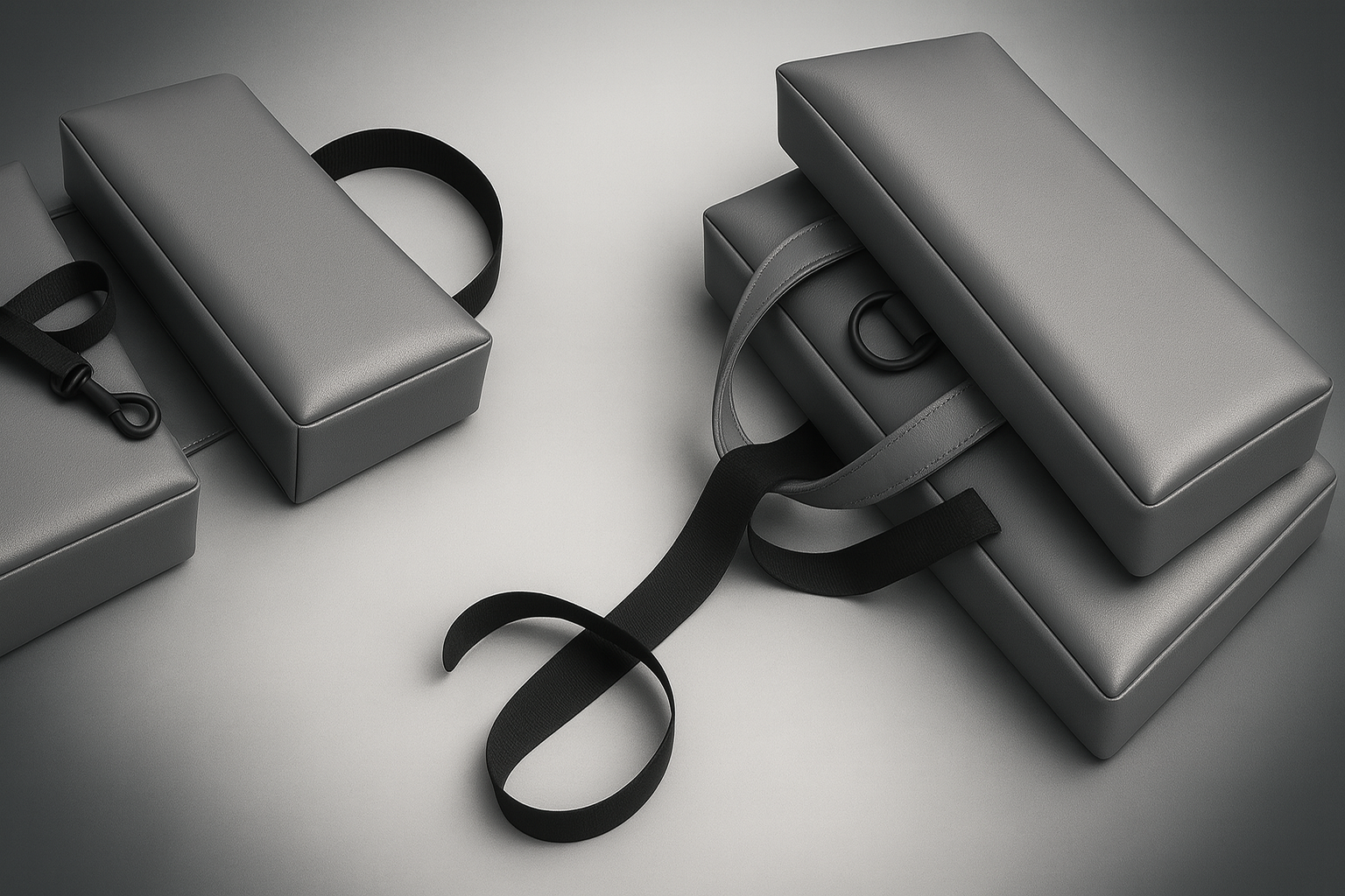 Opaluxe metallic silver leather travel cushion with removable black straps