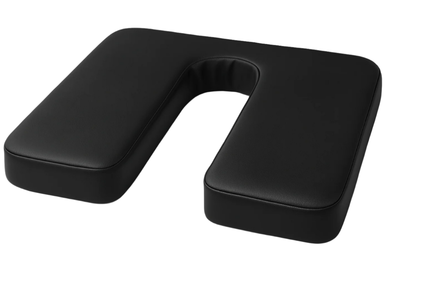 High-end black faux leather U-shaped cushion designed for ergonomic comfort and pelvic support