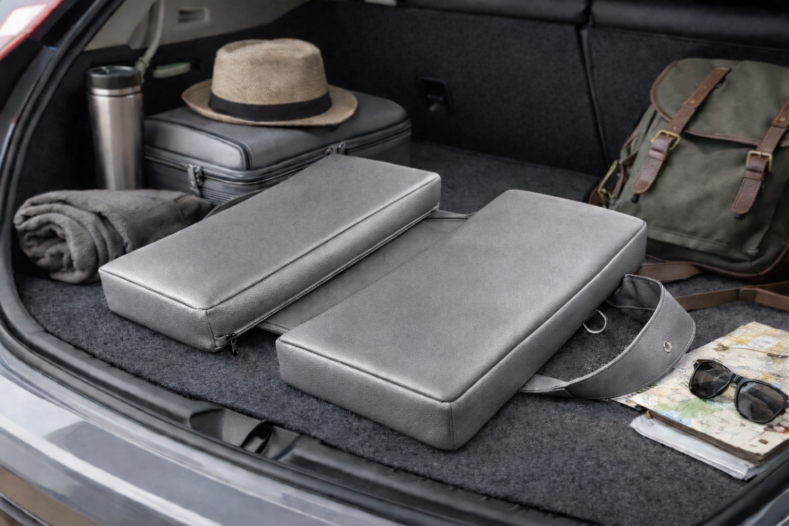 SunCloud 18-inch ergonomic seat cushion designed for home, office, and travel use, handcrafted in the USA with durable foam support.