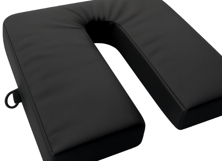 Black SunCloud® coccyx cushion made with durable outdoor canvas fabric, offering tailbone support and pressure relief for everyday use