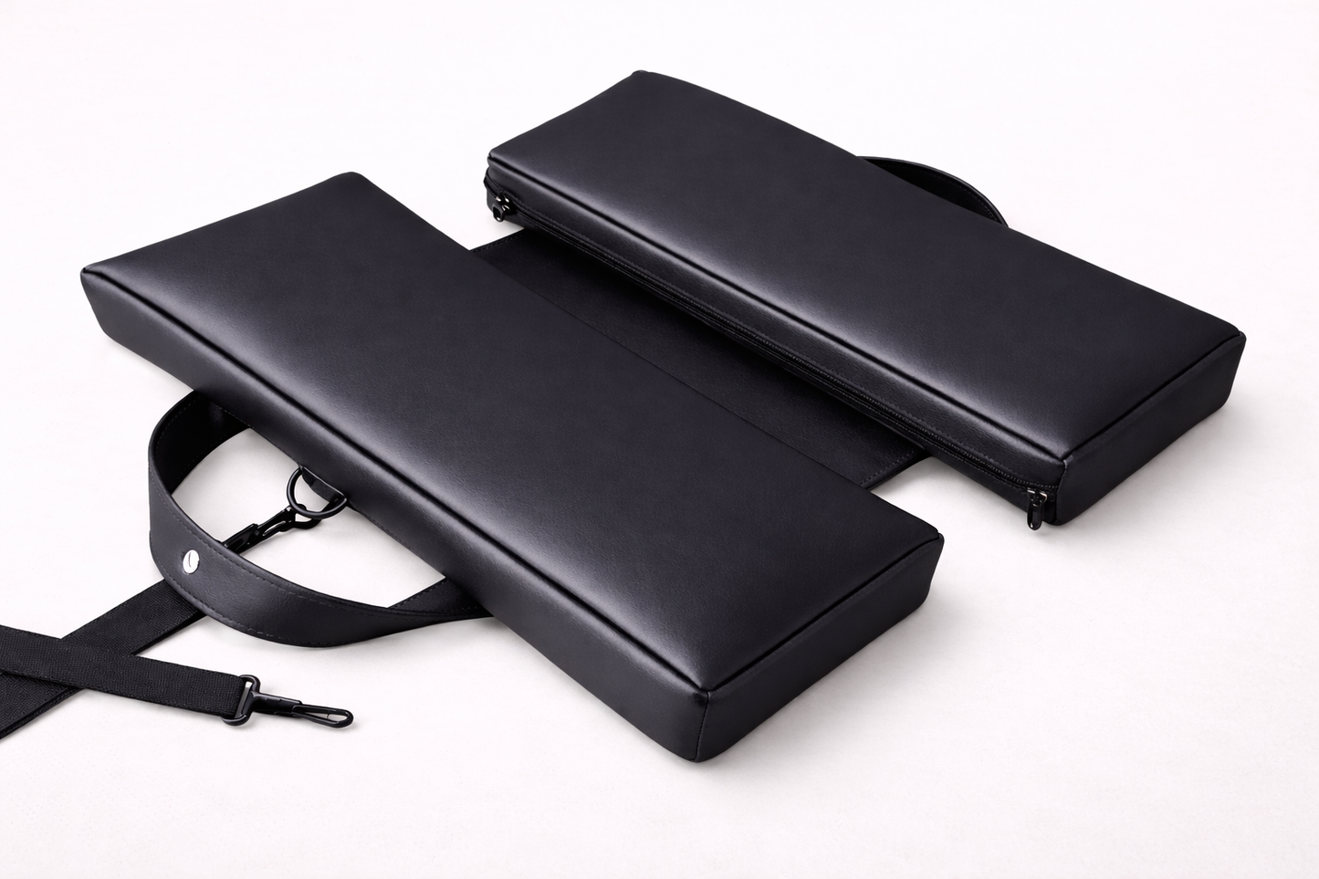 SunCloud® luxury faux leather travel seat cushion with foldable design, medical grade and easy-clean surface, providing ergonomic pelvic and tailbone support for driving, flights, and long sitting