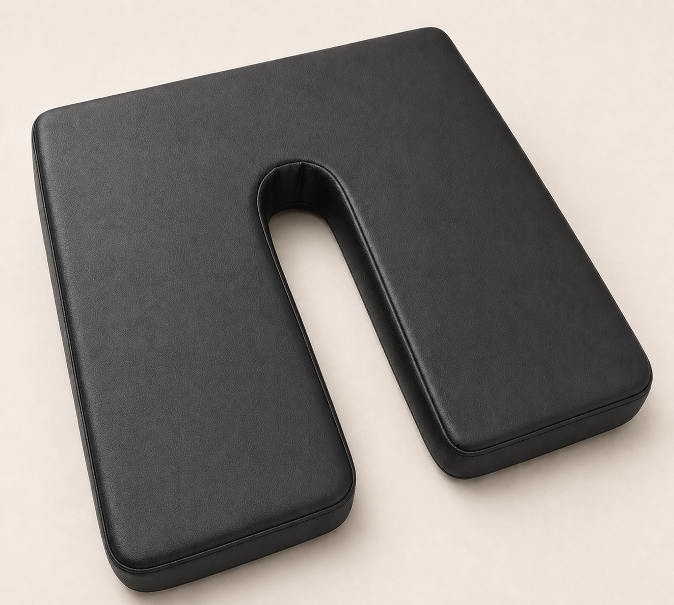 SunCloud U-shaped coccyx seat cushion in breathable medical-grade faux leather with tailbone pressure-relief cutout