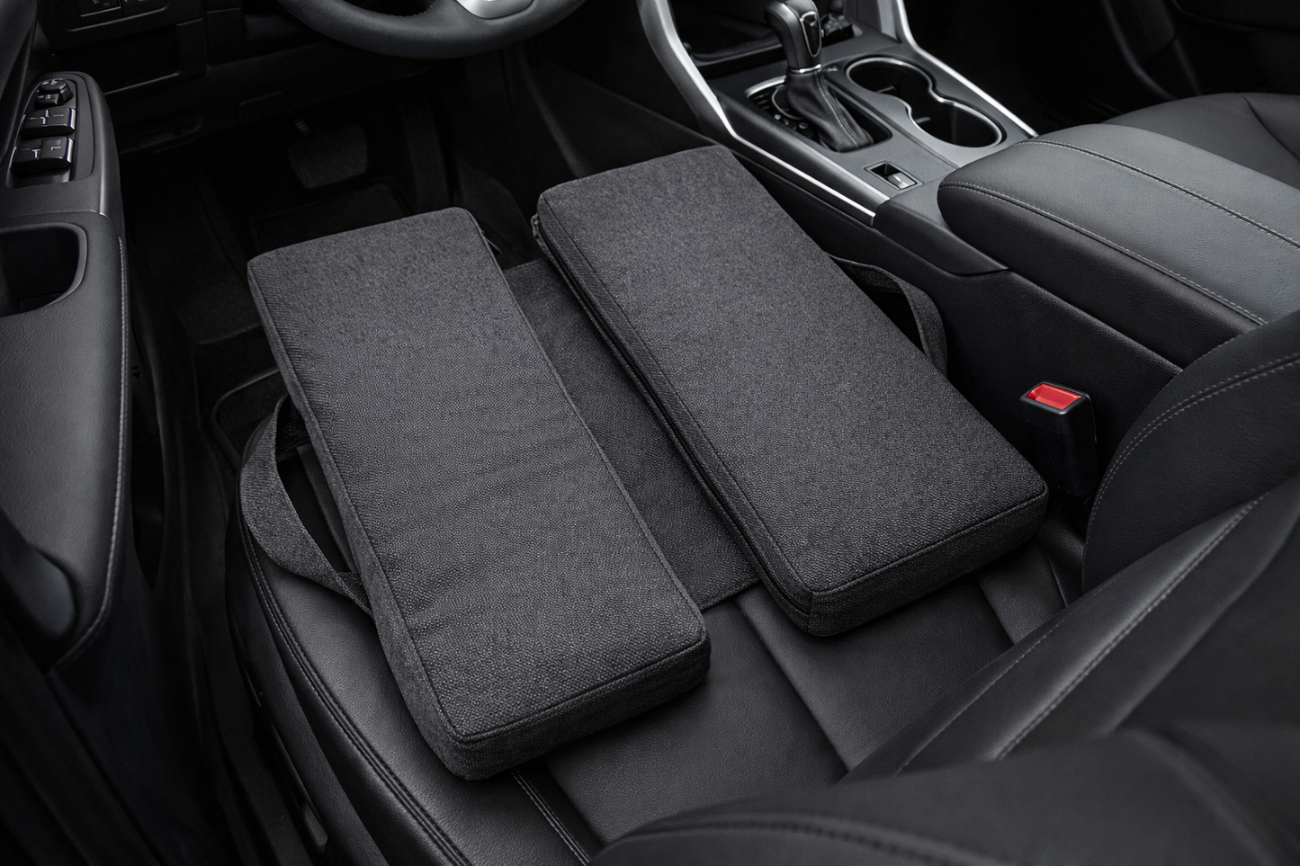 SunCloud performance dual seat cushion installed on ergonomic office chair, designed to relieve pelvic pain, coccyx pressure, and lower back discomfort during long hours of sitting.