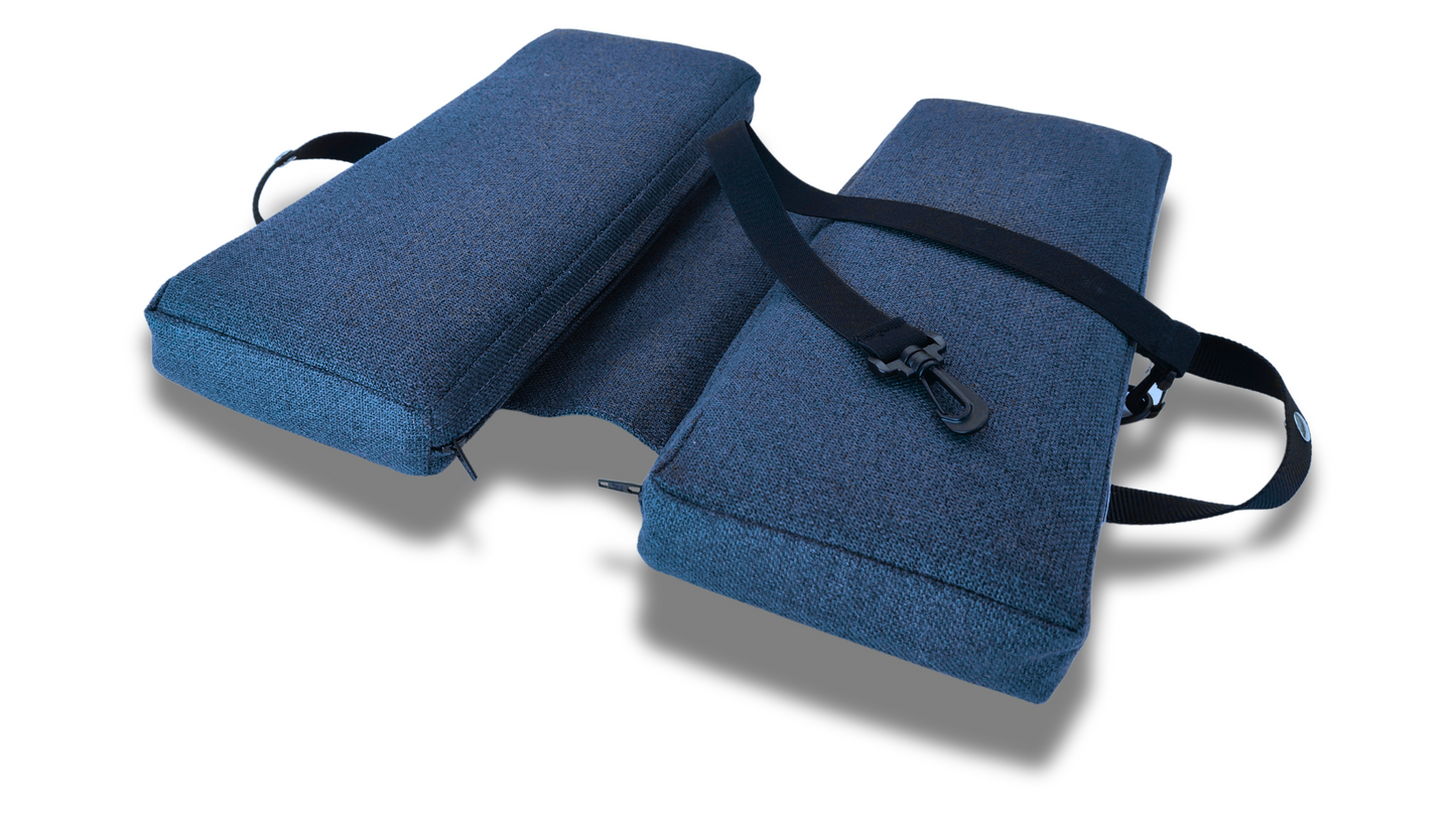 SunCloud® Cerulean Blue Travel Cushion – Ergonomic seat cushion made with kid- and pet-friendly performance fabric. Water-repellent, durable, and perfect for home, travel, or outdoor use. Provides comfortable support for tailbone and pelvic relief.