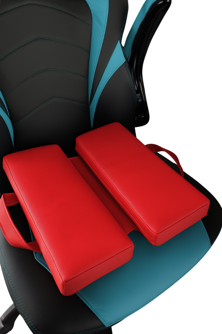 SunCloud® red faux leather ergonomic cushion for pelvic and tailbone pain relief, durable and easy to clean.